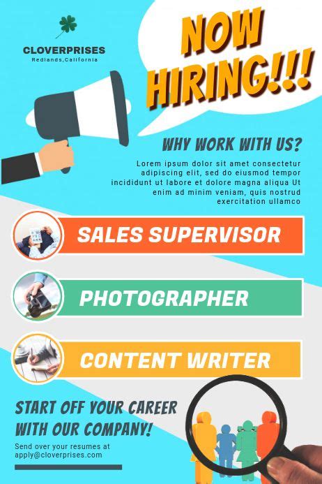 Job Vacancy Poster Recruitment Poster Design Hiring Poster