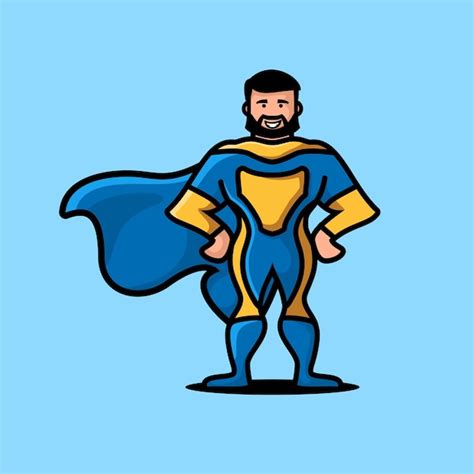 Premium Vector Superhero Dad Mascot Cartoon Flat Design Style