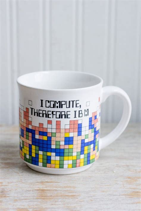 Vintage Mug I Compute Therefore Ibm Nerdy Geekery Tetris Style