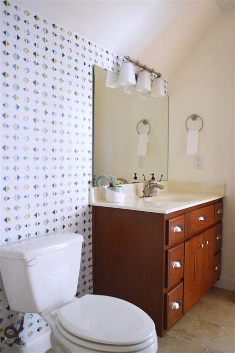 Design Addict Mom A Bathroom Update With Removable Wallpaper And Paint