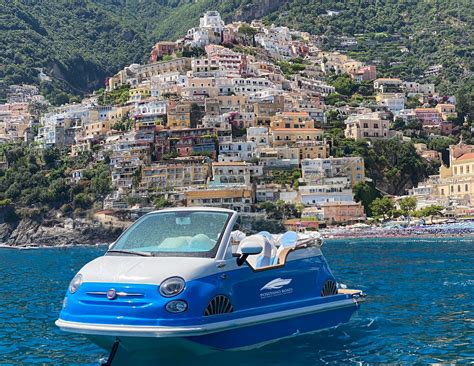 New Fiat 500 Off Shore In The Waters Of Positano By Positano Boats