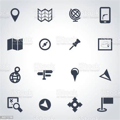 Vector Black Map Icon Set Stock Illustration Download Image Now