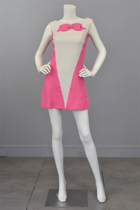 vintage 1960s pink white colorblock twiggy micro mini dress reserved vintagevirtuosa