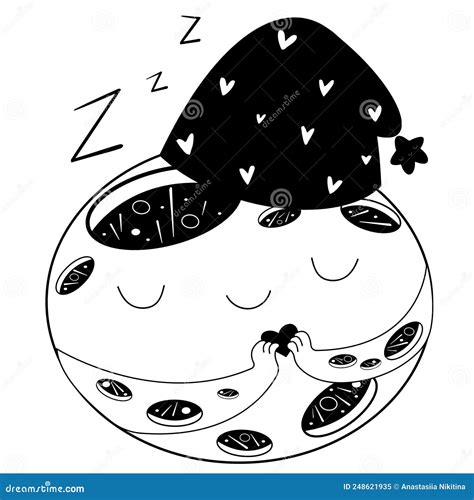 Vector Sleeping Moon In Cartoon Style Stock Vector Illustration Of