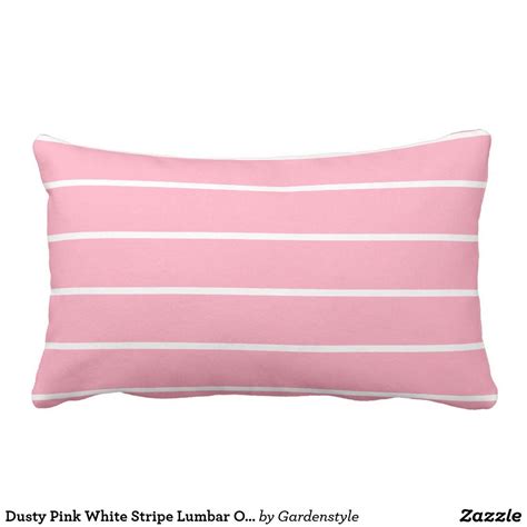 Dusty Pink White Stripe Lumbar Outdoor Pillow Outdoor