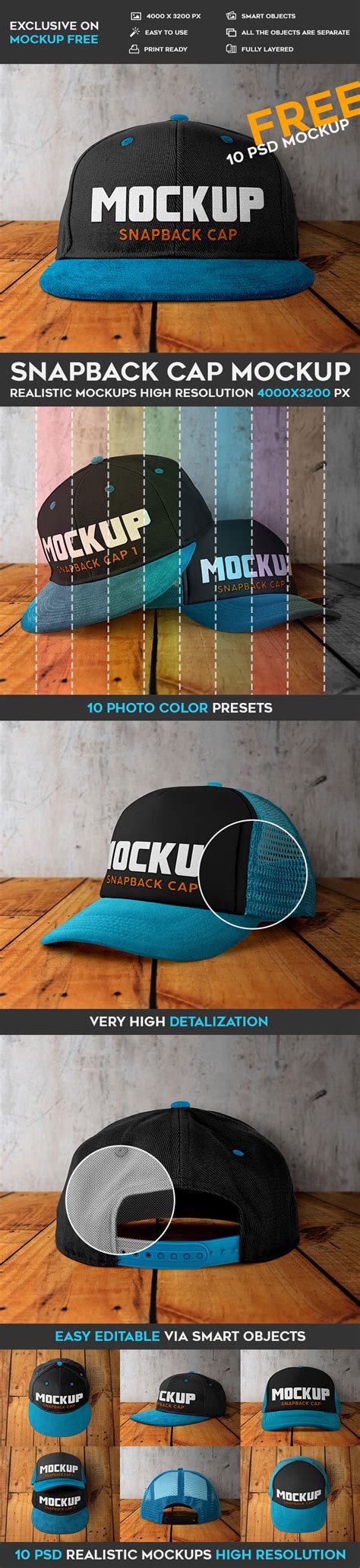 Download Snapback Cap - 10 Free PSD Mockups on Behance