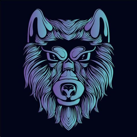 Premium Vector Blue Wolf Head Illustration
