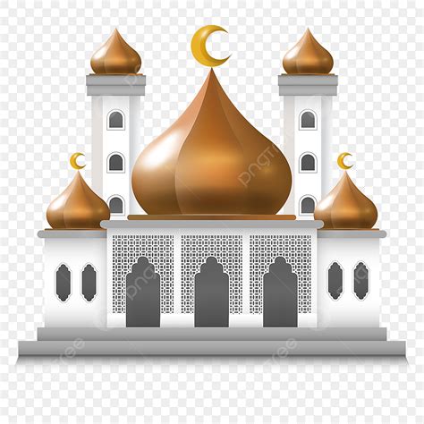 Gambar Masjid Putih Dalam 3d Lebaran Bangunan Berdoa Png Dan Vektor