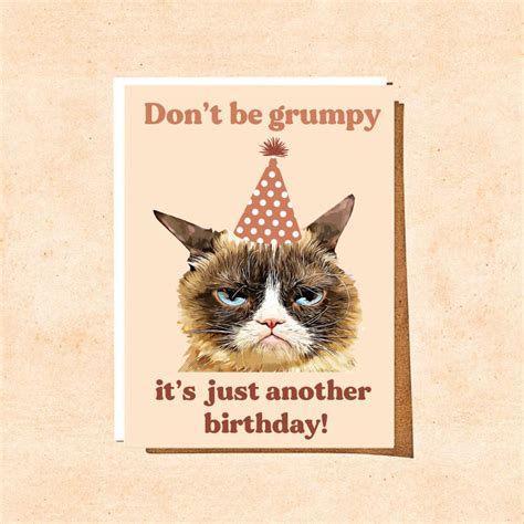 Grumpy Cat Birthday Card Funny Birthday Card Cat Birthday Etsy