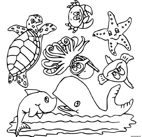 Coloriage Animaux De La Mer Dessin Plage à Imprimer