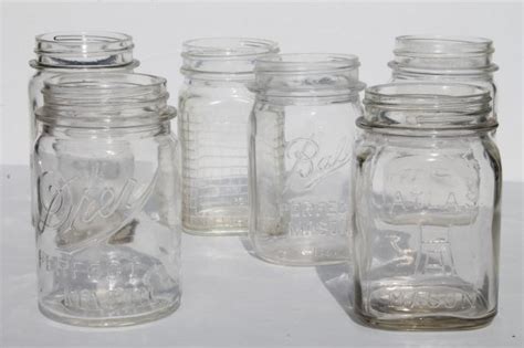 Six Different Vintage Pint Mason Jars Mismatched Canning Jar Drinking Jars Party Glasses