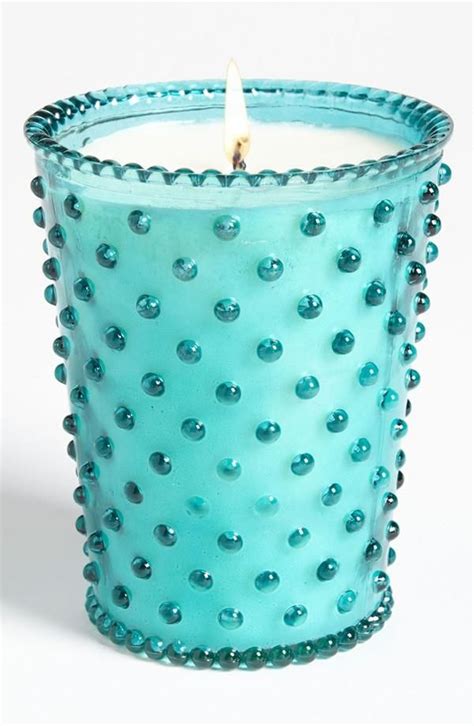 Antique Inspired Glass Candle Hobnail Glass Candles Turquoise Cottage