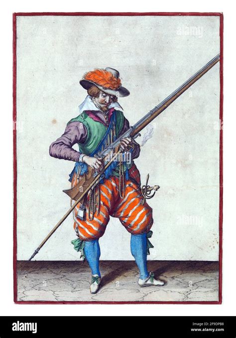 A Soldier Full Length To The Right Holding A Musket A Type Of Firearm With His Left Hand By