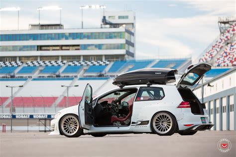 Two Rocket Bunny Golf Gti Customs Start In Vossen Photo Shoot