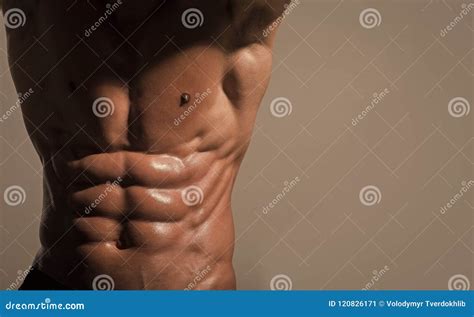 Abdominal Muscles Coach Sportsman With Bare Chest Stock Image