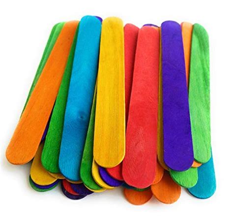 Kelkaa 6 Colored Jumbo Wood Craft Sticks With Assorted Bright Hues