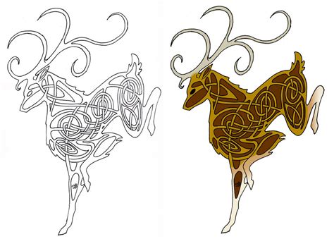 Celtic Deer Line And Colored By Fullmetaldevil On Deviantart