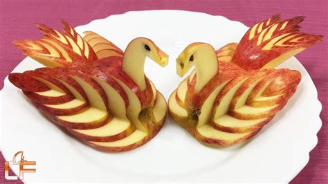 How To Make Apple Swan Garnish Fruit Carving Video For Beginners
