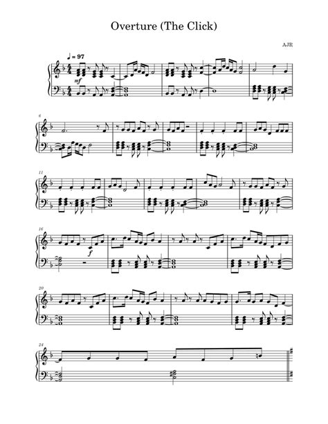 Overture The Click Ajr Sheet Music For Piano Solo