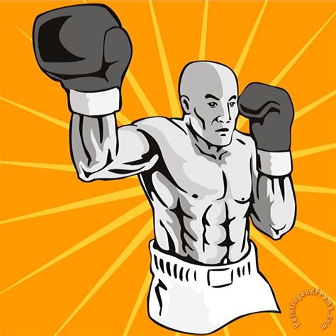 Collection 10 Boxer Boxing Knockout Punch Retro Painting Boxer Boxing