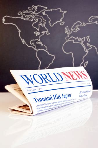 World News Newspaper In Front Of Hand Drawn Map Stock Photo Download