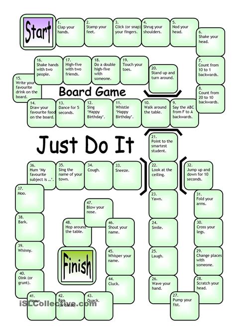 Board Game Just Do It English Games Board Games Esl Games