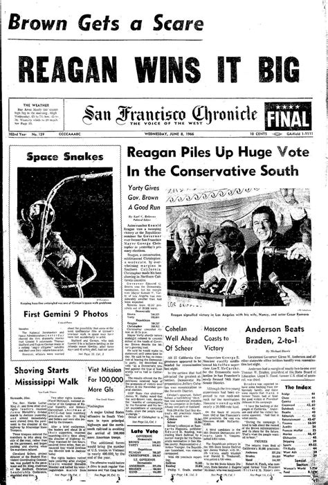 Chronicle Covers Ronald Reagans First Big State Election Win