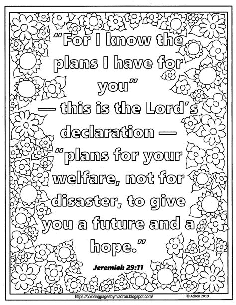 Ads Does Matter Free Printable Jeremiah 29 11 Coloring Sheets For Kids