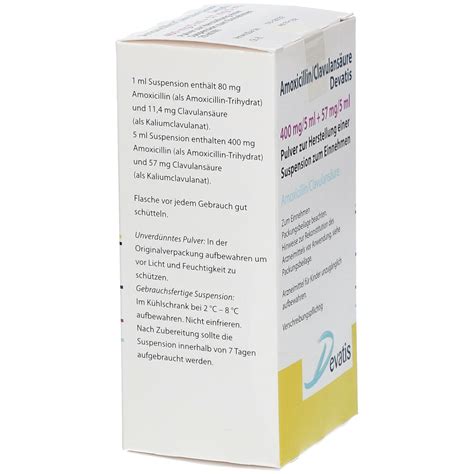 Amoxicillinclavulansäure Devatis 400 Mg5 Ml 57 Mg5 Ml 70 Ml Mit