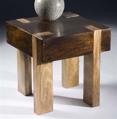 Berkeley Solid Chunky Wood Contemporary End Side Table Kathy Kuo Home