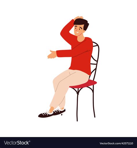 Young Man Sitting On Chair Royalty Free Vector Image