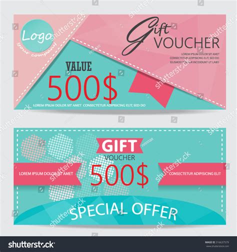 T Voucher Certificate Coupon Template Colorful Stock Vector Royalty