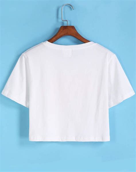 Letter Print Crop White T Shirt SheIn Sheinside