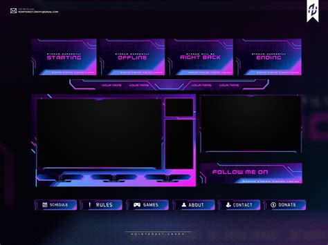 Neon Purple Twitch Layout Twitch Streaming Setup Twitch Overlays