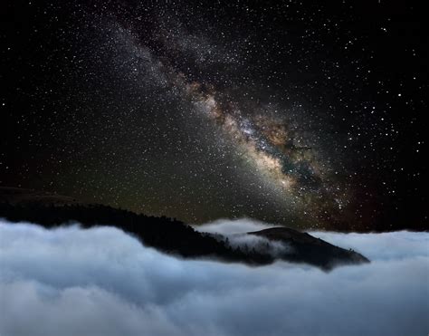 Online Crop Nebula Stars Nature Landscape Starry Night Mountains
