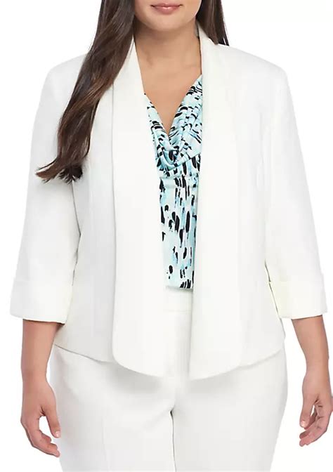 Kasper Plus Size Textured Fly Away Jacket Belk