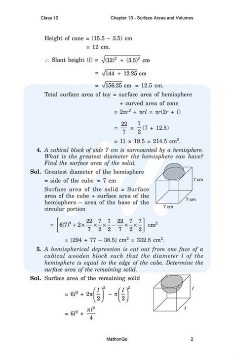 Ncert Solutions For Class 10 Maths Chapter 13 Surface Areas And