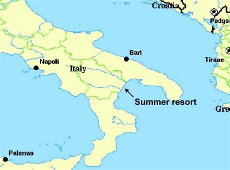 Map Of Italy Showing Location Of Tourist Resort On Gulf Of Taranto