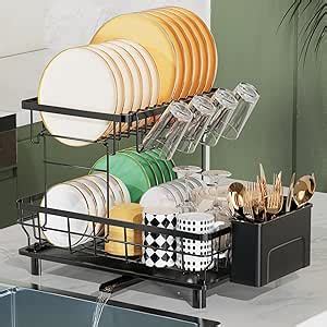 Liononly Tier Dish Drainer Rack With Drip Tray Detachable Large Dish