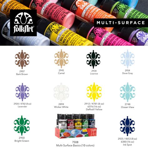 Shop Plaid Folkart ® Multi Surface Satin Acrylic Paint 10 Color Set
