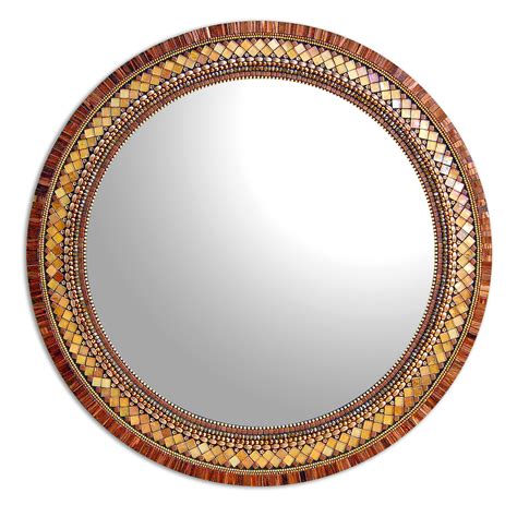 Ergode catarina mosaic framed rectangle mirror. Round Golden Bronze by Angie Heinrich (Mosaic Mirror ...