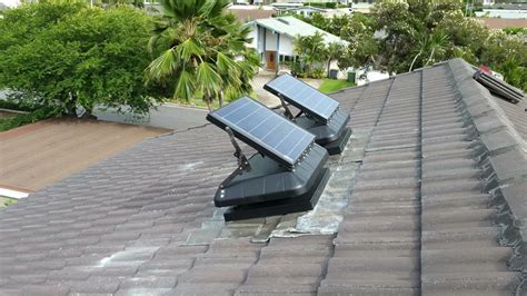 Solar Attic Fan Installation On Tile Roof Sunrise Solar Attic Fans
