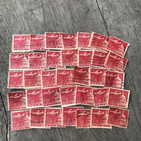 Us Air Mail Stamps 1950s 1960s 8 Cent Collectibles Old Vintage 2799