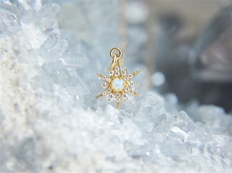 Opal North Star Necklace Gold Opal Necklace Celestial Etsy UK