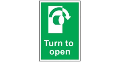 Turn To Open Clockwise Symbol And Text Safety Sign Access