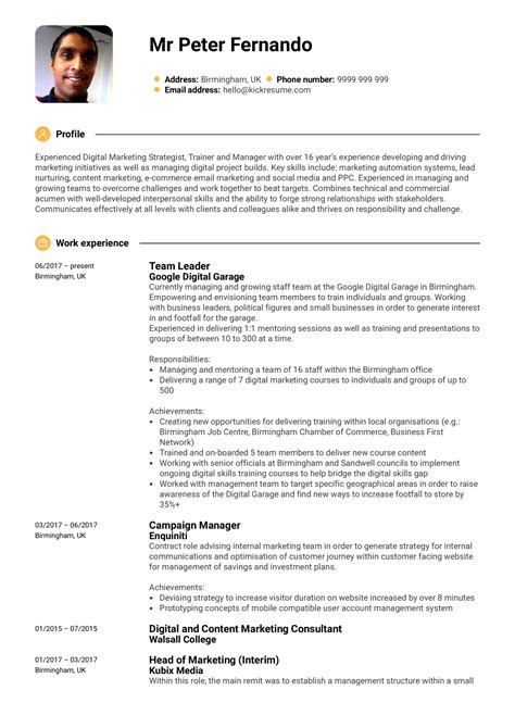 A team lead in education will need excellent communication skills, leadership abilities, dedication, and a great resume. Google Team Leader Resume Sample | Kickresume