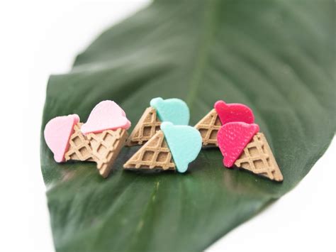 Ice Cream Cone Studs Shop D Printed Earrings Winter Hill Jewelry