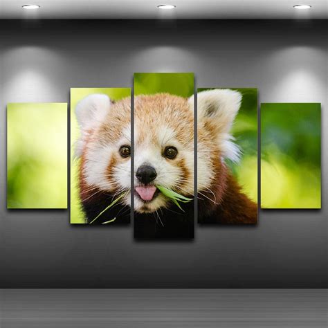 Lovely Red Panda Animal 5 Panel Canvas Art Wall Decor Canvas Storm