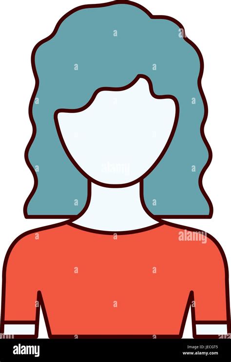 Color Sections Silhouette Of Faceless Half Body Woman With Wavy Medium Hair Stock Vector Image