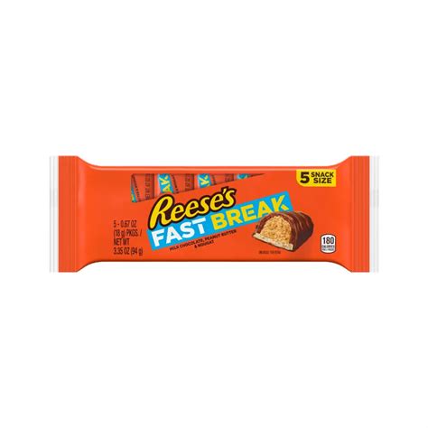 reese s fast break milk chocolate peanut butter snack size candy bars 3 35 oz 5 pack